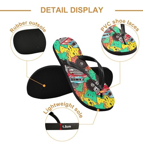 RunningBear Cartoon Monster Trucks Womens Flip Flops Sandals Beach Shower Shoes Mens Sandals for Home Outdoor XS3