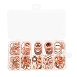 平座金 銅ワッシャー 銅リング M 5/M 6/M 8/M 10/M 12/M 14 9種類 200pcs 銅パッキン シールガスケットリング 密封リング スプリングワッシャー 鋼品揃えハードウェアセット 耐食性 耐久性 耐熱 機械 修理 補修 ツール 収納ケース付き