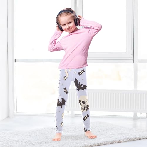 Skulls Spiders Girls Leggings,Workout Leggings for Girls Toddler Athletic Legging Size for 3-10T4