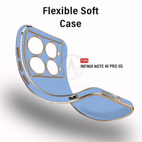 Image of AESTMO Back Case Cover for Infinix Note 40 Pro 5G Back Cover | Gold Electroplating Chrome | Raised Edges | Super Soft-Touch | Bumper Back Case for Infinix Note 40 Pro 5G (Gold & Blue)