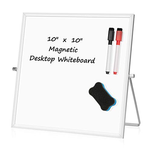 Small Dry Erase White board  Desktop Portable mini WhiteBoard easel 10x 10, 360 Degree Reversible To Do List Notepad For Office, Home, Kitchen, School.