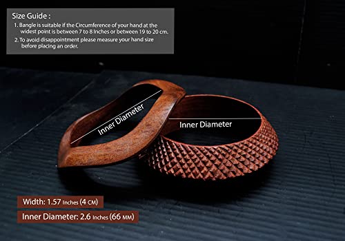 Style Curvaceous - Get These Adorable and Budget-friendly Charm-bangle-bracelets in Artistic Curvaceous & Wedge-shaped Design-pattern Made With Organic Sisso-wood by Pure Hands3