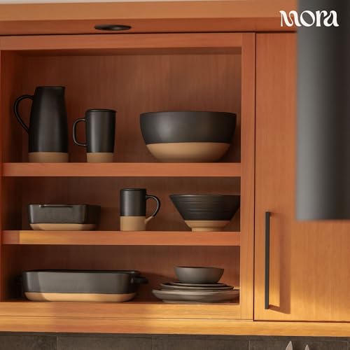 Image of Mora Ceramic Baking Dish with Handles For Casserole, Lasagna, Gratin, Broiling, Roasting, and Baking. Large 9x13 in Pan, Extra Deep - Porcelain Serving Bakeware from Oven to Table. Freezer Safe - Liquorice