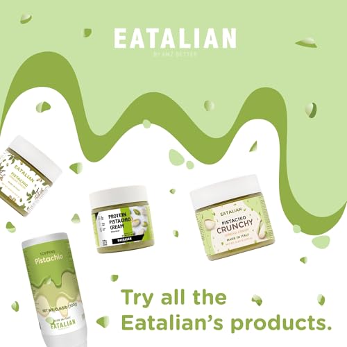 Image of EATALIAN by AMZ BETTER Spreadable Crunchy Pistachio Cream 17.63 oz /500 gr, Pistachio Cream with Grains, Protein Paste, Sweet Taste, Ideal on Bread and Excellent for Dubai Chocolate, Made in Italy