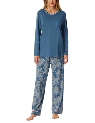 Schiesser Damen Schlafanzug Set lang Baumwolle Modal - Nightwear, atlantikblau_181237, 42