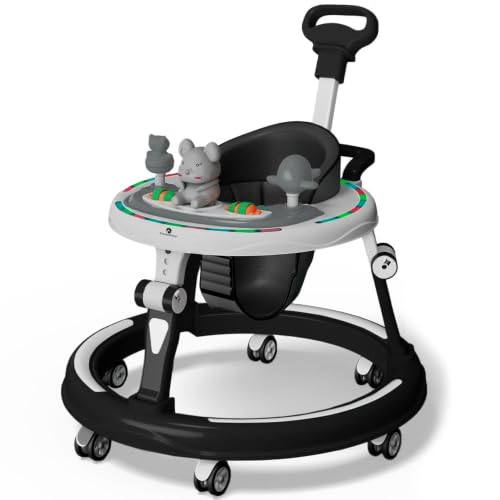Image of StarAndDaisy Walker for Kids for 6 to 18 Months, Intergrated RGB Lights Baby Walker Boys & Girls with 7 Level Height Adjustment, Walker Baby with Switchable Food & Musical Toy Tray (Black)