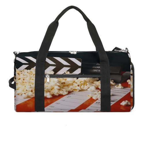 Gym Bag,Cinema Clapboard And Popcorn Gym Duffle Bag,sports Gym Bag,small Fitness Workout Sports Duffle Bag,gym Bag for Women And Men, style
