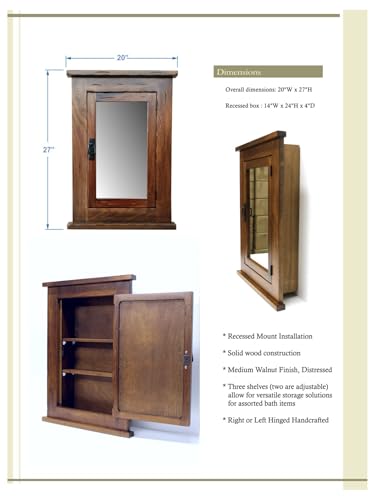 Primitive-Mission-Recessed-Medicine-CabinetRusticSolid-Wood-Handmade Primitive Mission Recessed Medicine CabinetRusticSolid Wood Handmade