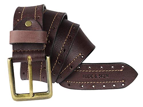 HIDE & SKIN Full Grain Genuine Leather Belt for Men | Belt for men leather | Casual Belt | Jeans Belt |Adjustable Free size fits 28-40 inches | Gift Box included