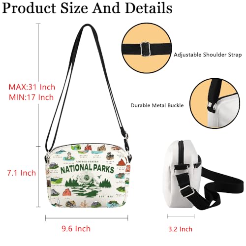 POFULL National Parks Checklist Gift Traveler Gift National Park Hiking Gift US National Park Corssbody Bag2