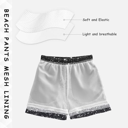 Pigsaly Boys Swim Trunks Graphite Silver Gray Gradient Flashing Glitter Boys Board Shorts Swimsuit Swimwear Bathing Suit 4T4