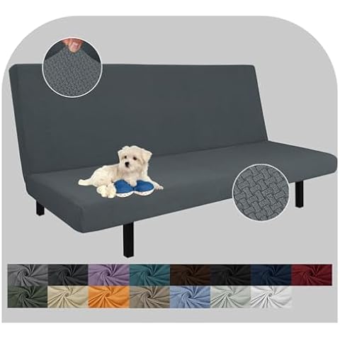 JIVINER Soft Jacquard Futon Cover, Dark Grey Cover