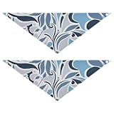 qenuh Blue Hand Drawn Pattern Dog Bandana, 2 Pieces Adjustable Pet Scarf Triangle Bandana for Small Medium Large Dogs