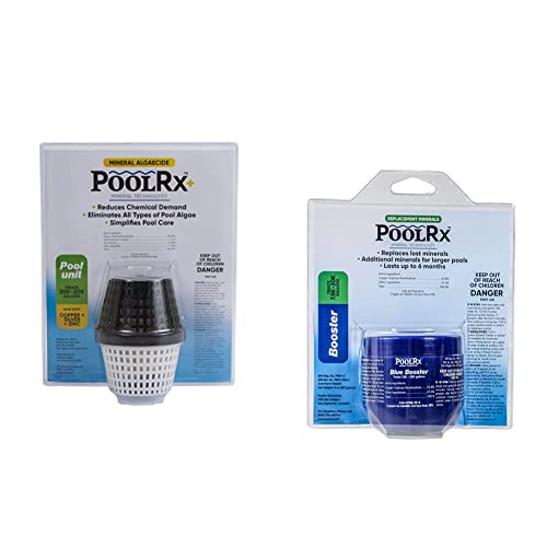PoolRX+ Pool Unit 20k-30k gallons and Pool RX 102001 6 Month Swimming Pool Algaecide Replacement