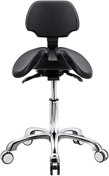 Saddle Stool Adjustable Dentist Chair Back Support Swivel Rolling Saddle Stool Salon Chair Hydraulic Lifting Saddle Stool Forward Tilt Small Back