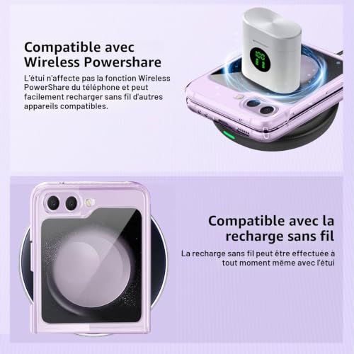 Coque Z Flip 5 Coque pour Samsung Z Flip 5 5G Transparente Cristal avec Motif Fleur Attrape-rêves Etui pour Samsung Galaxy Z Flip 5 Coque Ultra Fine Original Silicone Souple TPU Antichoc Case (B) – vue 5