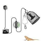 Calenxy Reptilien Wärmelampe Terrarium mit Schutzkorb, Wärmelampe Schildkröten, E27 Reptilien Lampenschirm mit 1 Keramik Heizlampe 75W und Timer für Reptilien, Schildkröte, Chamäleon