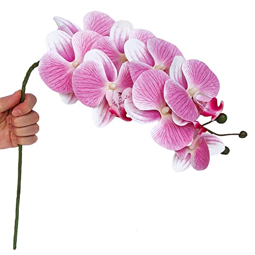 FagusHome 32" Artificial Phalaenopsis Flowers 4 Pcs with 2 Bundles Leaves Artificial Orchid Flowers Stem Plants Fake Butterfly Phalaenopsis Flowers for Home Wedding Party Décor (Pink)