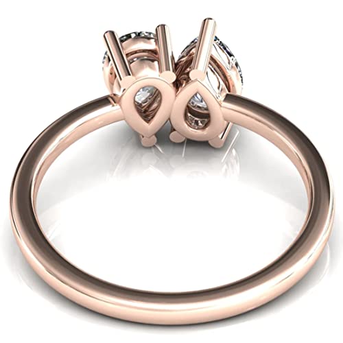 Pear Cut Two Stone Toi Et Moi Moissanite Engagement Rings For Women | Diamond Wedding Ring | Bridal Sets Solitaire Handmade Vintage Antique Unique Anniversary Promise Gifts (18K Solid Rose Gold) #TOP2