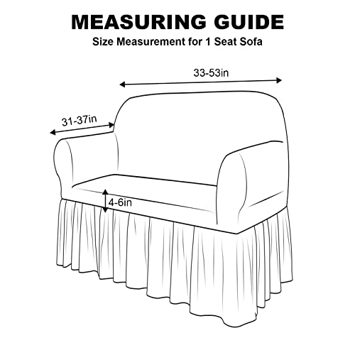 Sofa Slipcover With Skirt, Universal 1 Piece Couch Cover With Skirt, High Stretch Spandex Sofa Cover Furniture Protector Washable Durable Seersucker Couch Cover With Hemline(1 Seater, Beige) #TOP1