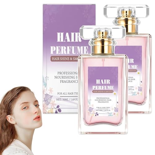 Parfum capillaire pour femme longue durée, parfum phéromones pour cheveux secs et abîmés, huiles essentielles pour femme, brume capillaire avec anti-frisottis nourrissant (2 pièces)