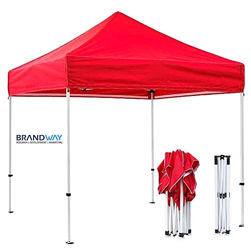 Image of Gazebo Tent Portable Popup Foldable Canopy 10x10 Ft Shelter for Event, Advertisement, Promotion, Exhibition, Market Stall, Waterproof Outdoor Gazebo Tent, Heavy Duty Frame (Red, 10 x 10 Ft)