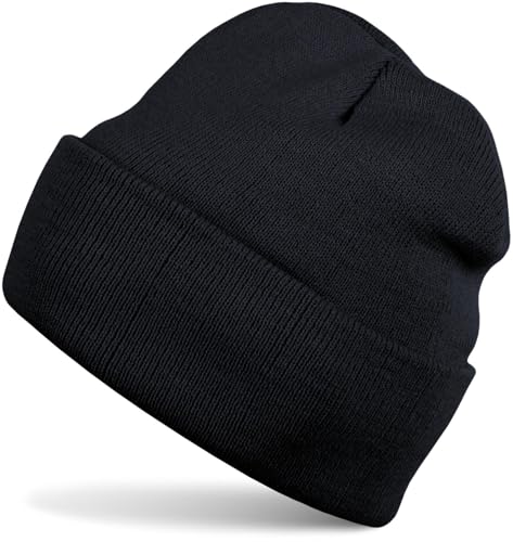 Preisvergleich Produktbild styleBREAKER Kinder Beanie Strickmütze mit breiter Krempe, Feinstrick Mütze doppelt gestrickt, Kindermütze 2-5 Jahre 04024030, Farbe:Schwarz
