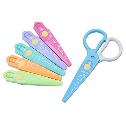 Safe Paper Edging Scissors Colorful Decorative Paper Edge Scissor for Kids 6 Pieces of a Pack Kids Toy Scissors Kids for Teachers Students Preschool Scissors Crafts Scrapbooking Zig Zag Scissors