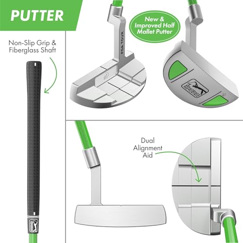 Image of PGA Tour Youth Golf Club Set - Ages 3-5 (3'6 inch-4'1 inch) and 5-8 (4'1 inch - 4'8 inch) Right and Left Handed Beginner Junior Golf Clubs with Lightweight Golf Bag, Mallet Putter, Driver by Golfgen