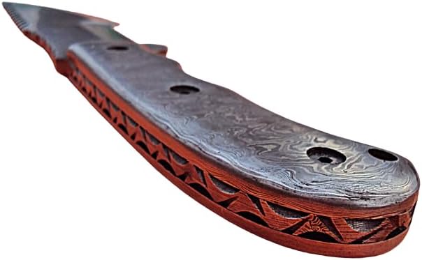 Miniatura 5 de TZ 35 Cuchillo de seguimiento hecho a mano de acero de Damasco Ful Tang de 12 pulgadas, agarre perfecto con mango de damasco horizontal Carry Scout