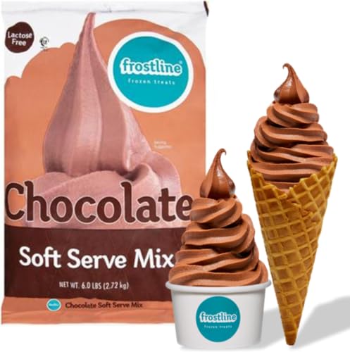 Image of Frostline Chocolate Soft Serve Ice Cream Mix,Lactose&Gluten Free-Just Add Water,Dairy,or Dairy Free Alternative,Use with Blender,Countertop Ice Cream Maker,Soft Serve Machine-6 lb Bag (Pack of 6)