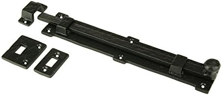 A29 Door Sliding Bolt & Latches, 12 X 2 inches with 3 Gate Latch, Barrel Bolt Iron Black Powder Coat Finish, Security Slide Lock for Doors Gates Cabinet