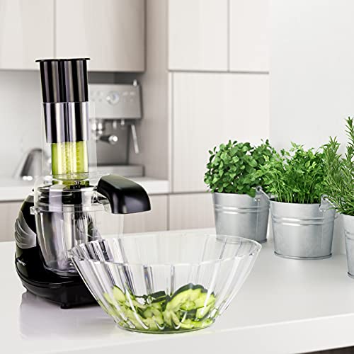 Ovente Mini Electric Food Processor And Salad Vegetable Shake Mixer 1.5 Cup With Stainless Steel Blades With Grater Slicer Chopper Juicer Blender Emulsify Accessories Black Pf1007B #TOP4