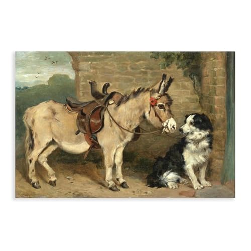 Impression sur toile âne et chien noir et blanc | Déco murale moderne chambre