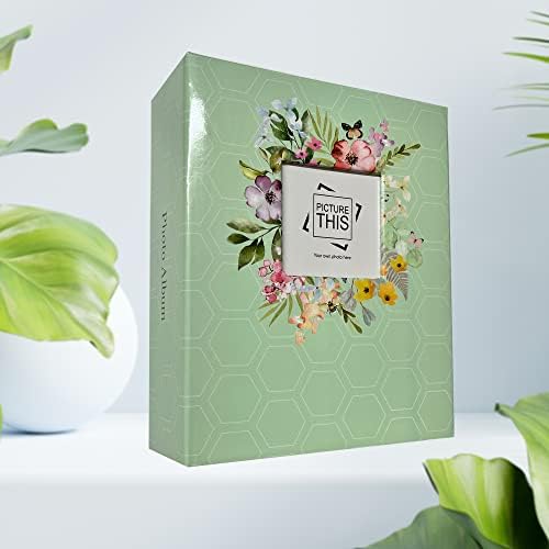 NAKSHATRA Slip in Photo Album 6x4 - Designer 100 Pocket Photo Album Book, Small Photo Albums with Keychain, Gift for Family Valentine Birthday Wedding Anniversary Christmas Vacation (Sea Green)
