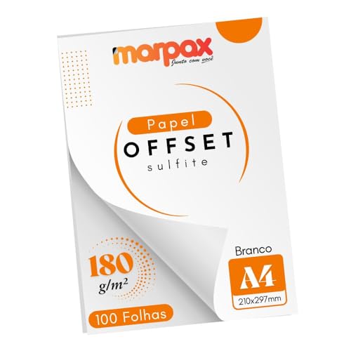 Papel Offset 180g A4 210x297mm Branco Marpax 100 fls