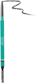 Thrive Causemetics Infinity Waterproof Eyebrow Pencil, Retractable Brow Pencil with Hyaluronic Acid & Shea Butter, Dual Ended Eyebrow Brush Spoolie, Fine Tip, Vegan & Cruelty Free, Nan (Charcoal)