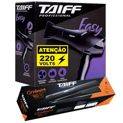 KIT TAIFF SECADOR PROFISSIONAL EASY 1700W - 220V + PRANCHA ALISADORA CERAMICA 180ºC - BIVOLT