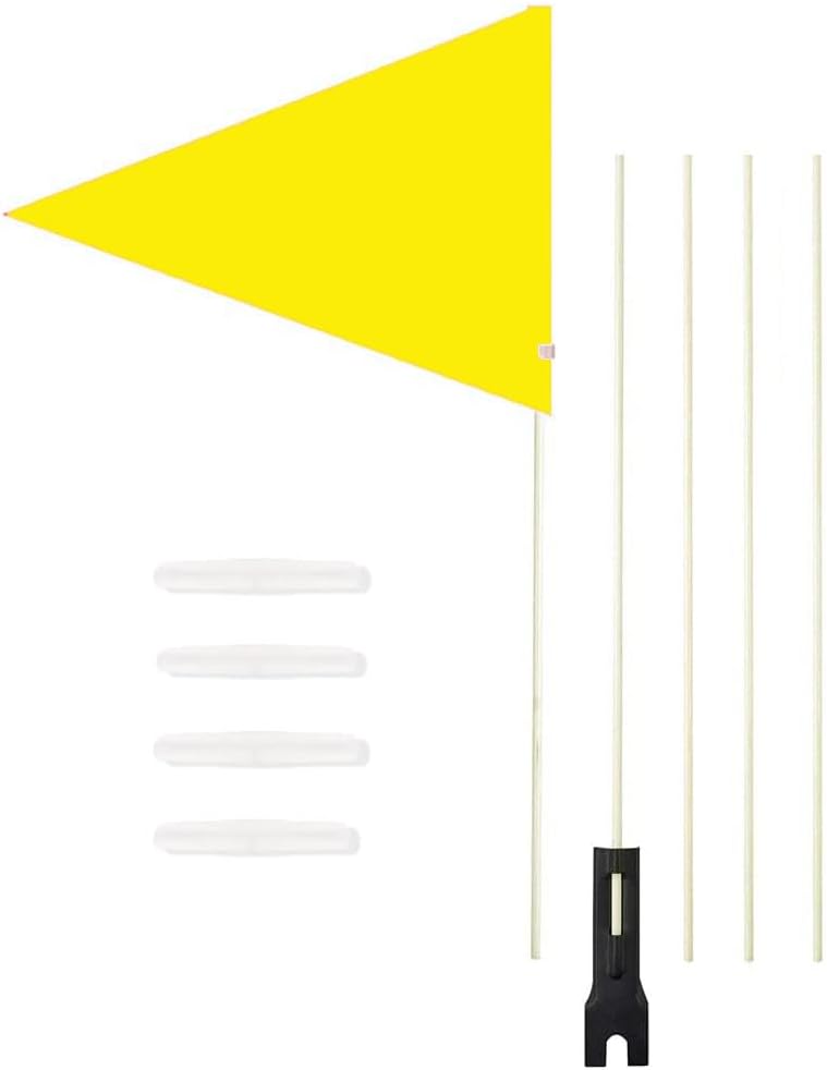 Bicycle Flag Bicycle Safety Flag with Reflective Stripes Six Foot Heavy Duty Fiberglass Pole Polyester Full Color Tear Resistant Waterproof Orange