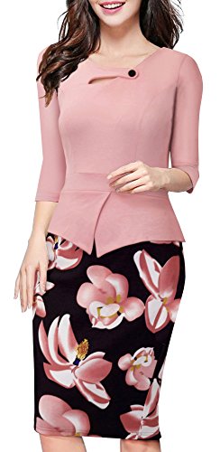 HOMEYEE Women's Elegant Chic Bodycon Formal Dress B288 (XXL, A-Light Pink)