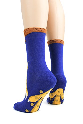 Foot Traffic, Women's Chicken Feet Slipper Socks, Blue/Yellow (Sizes 4-10) #TOP2