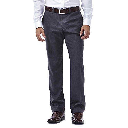Haggar Men's Performance Micro Heather Gab Slim-Fit Plain-Front Pant
