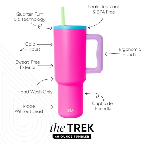 Image of Simple Modern Tumbler with Handle and Straw | 40oz | 80s Mix