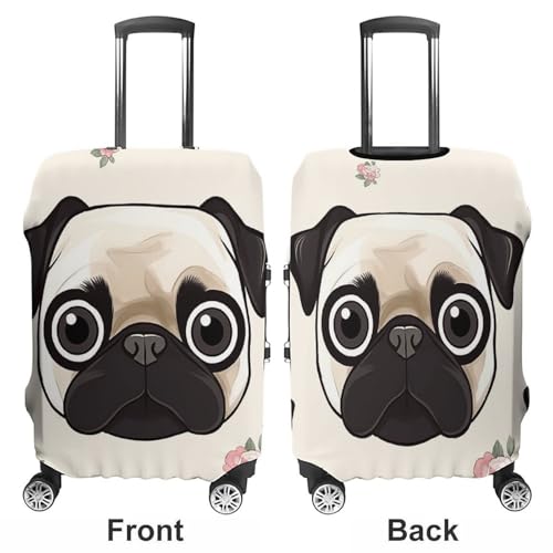 Line Pug Elastic Luggage Cover Suitcase Protector for 19-32 Inch Suitcases | Universal Stretchable Travel Bag Cover | Anti-Scratch, Washable with Zipper Closure L3