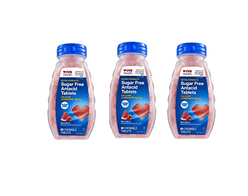 CVS Health Extra Strength Sugar Free Antacid Tablets, 80CT Pack of 3