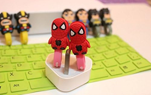Fatax 9pcs American heros Multi-charaters Cartoon Silicone Cute Zigzag Headphone Earphone Charge Cable Winder Cord Management