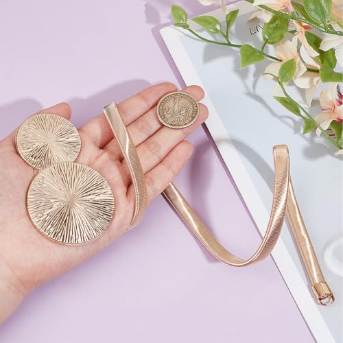 CRASPIRE Women Elastic Waist Metal Chain Gold Belt Women Metal Skinny Belt Stretch Metal Dress Belt for Dress Shirt Overcoat Gold Elastic Thin Waist Belt Stretch Dress Belt3