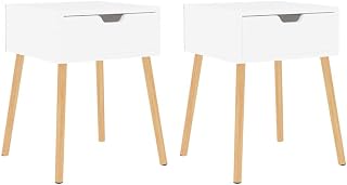 Nachttische 2er Set in Hochglanz-Weiß - Moderne Nachtschränke 40x40x56 cm aus Holzwerkstoff mit Schublade und Ablage - Elegante Beistelltische fürs Schlafzimmer