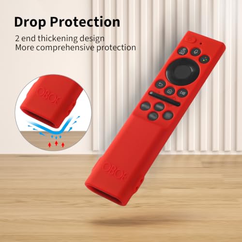 Image of Oboe Silicone Tv Remote Cover Compatible with Samsung Smart Tv Remote 2026 Model BN59-01498A Open Key Case with Lanyard (Red) [REMOT E NOT Included]