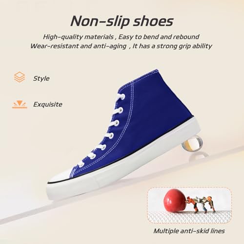 rosyclo Canvas Shoes for Women and Men, High Top Canvas Sneakers Fashion Lace Up Comfortable Womens Classic Casual Tennis Walking Shoes, Blue by rosyclo - Used condition - Image 5